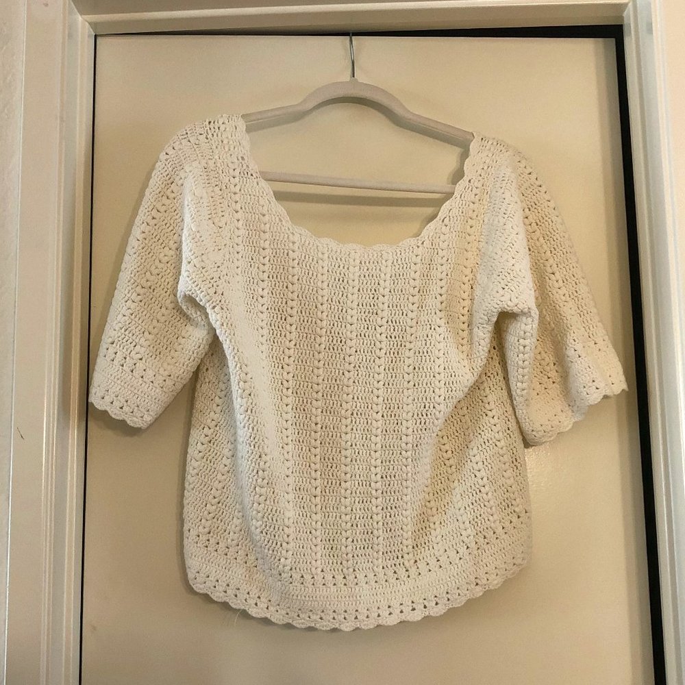 Sézane Cream Crochet Top